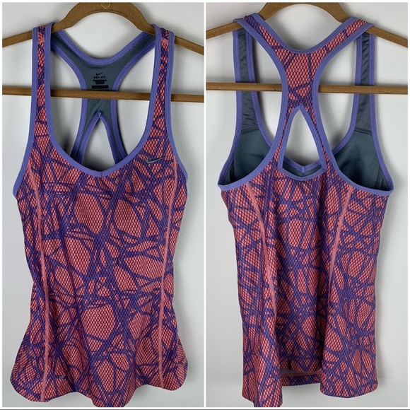 NIKE Pink and Purple Print Athletic Tank Top - Picture 1 of 10